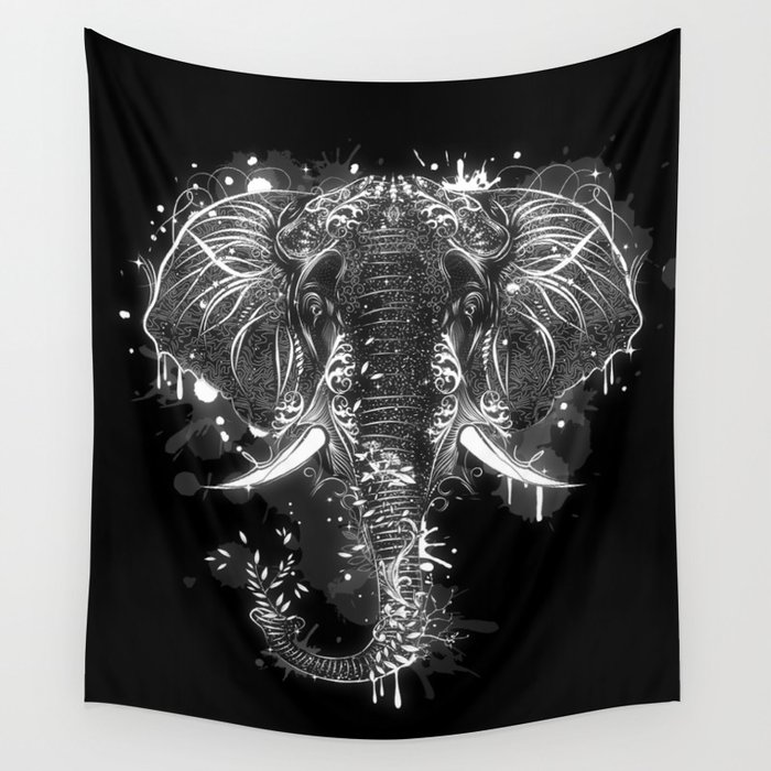Elephant head drawing Wall Tapestry
