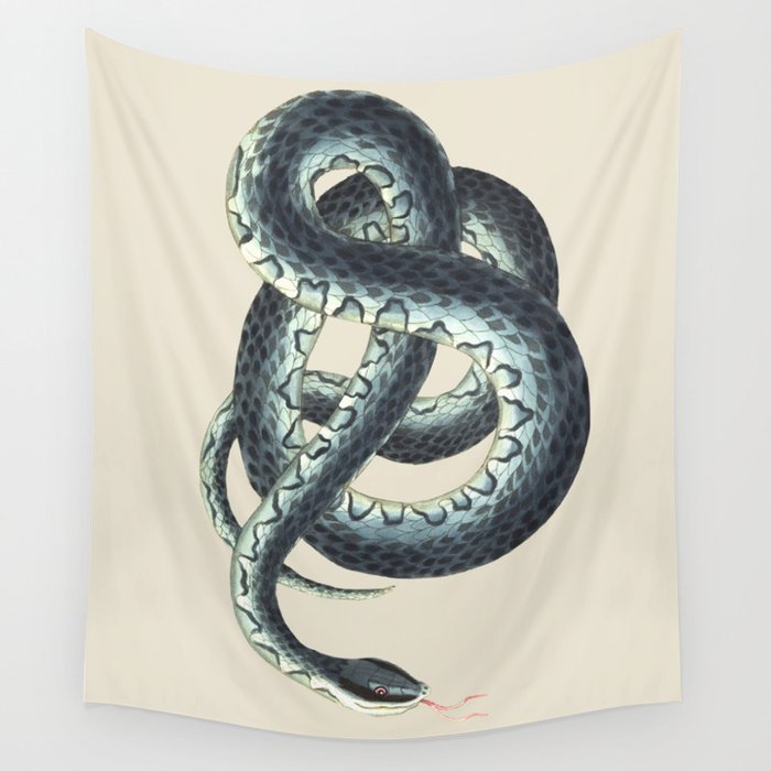 Vintage Snake ivory Wall Tapestry by Wild Palms Society6