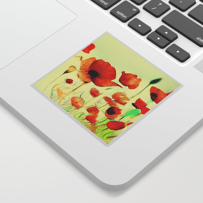 Abstract Watercolor Pretty Poppy Wildflower Poppies Sticker