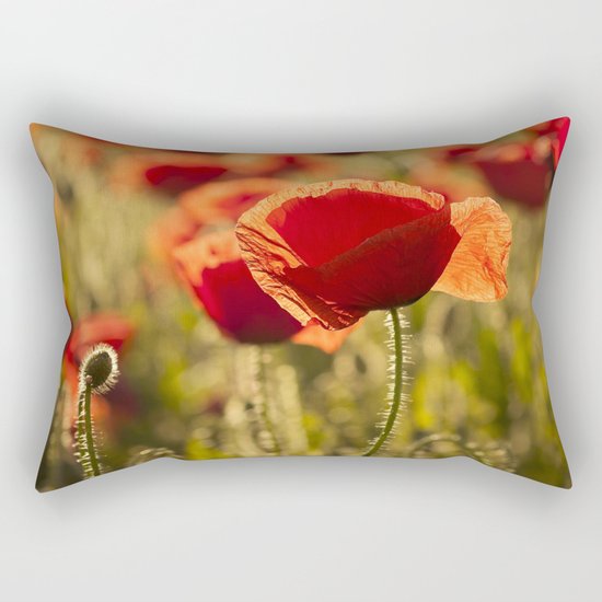 Poppies in LOVE - Poppy Flower Flowers Rectangular Pillow