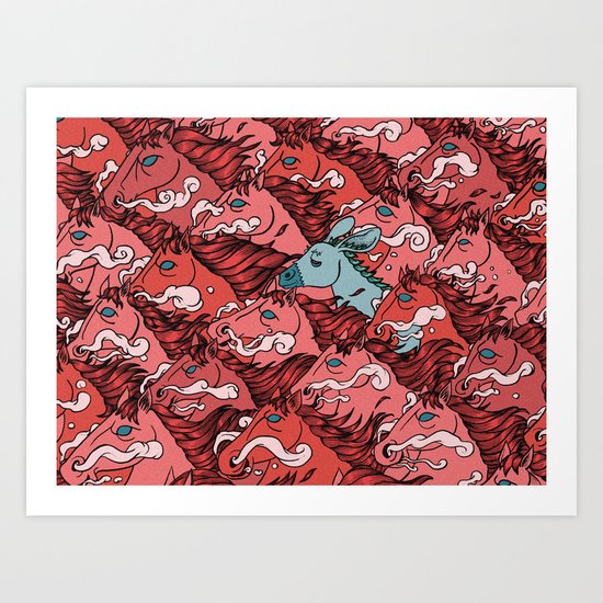 RUN! DONKEY RUN! Art Print