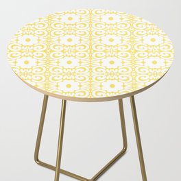 Retro Daisy Lace White on Yellow Side Table