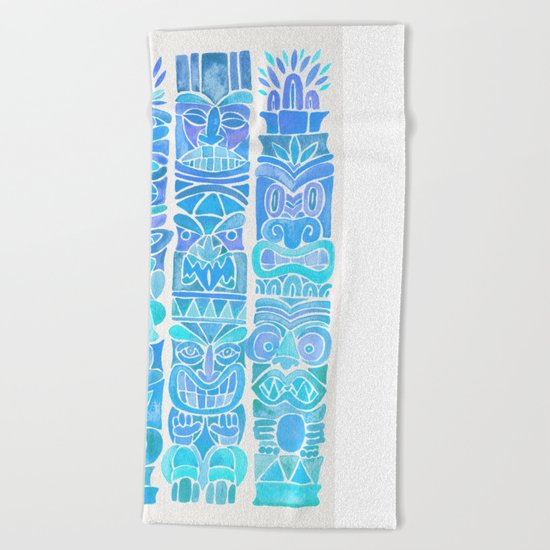 Tiki Totems – Turquoise Palette Beach Towel