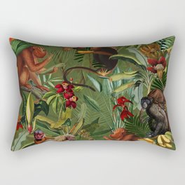 Vintage & Shabby Chic - Green Monkey Banana Jungle Rectangular Pillow