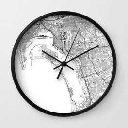 San Diego White Map Wall Clock