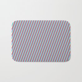 [ Thumbnail: Violet, Light Sea Green, Mint Cream, and Brown Colored Striped/Lined Pattern Bath Mat ]