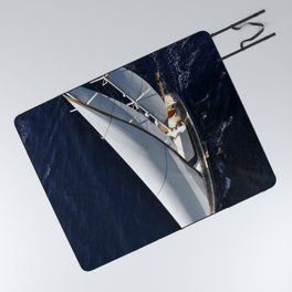aerial photograph of luxury sailboat Picnic Blanket