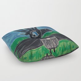 Show Girl Crow Painting, Original one of a kind Floor Pillow