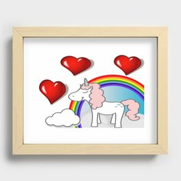 unicorn heart clouds Recessed Framed Print