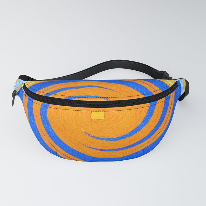 Colorful orange and blue spiral swirling elliptical constellation star galaxy abstract design Fanny Pack