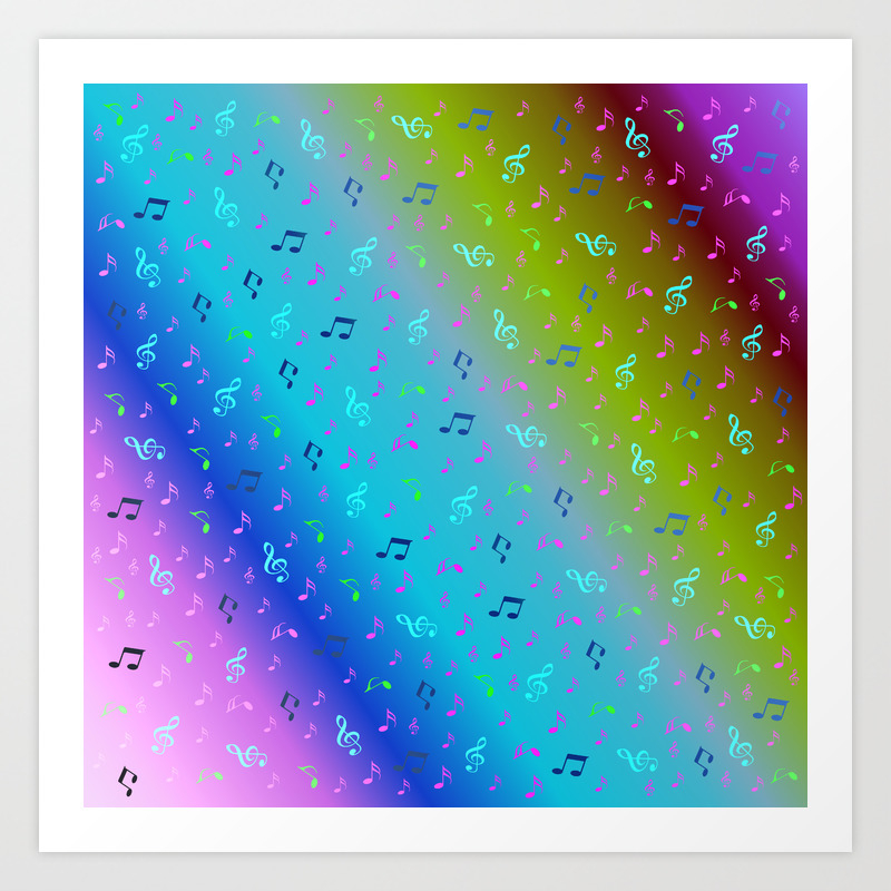 Colorful Blue Music Notes Abstract Art Artistic Background Bass Beautiful Classical Clef Cre Art Print By Marinakuchenbecker Society6
