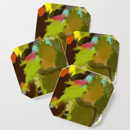 Muted Abstract Modern Clouds Green Coaster