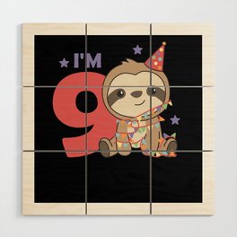 Sloth For Ninth Birthday For Children 9 Year Wood Wall Art