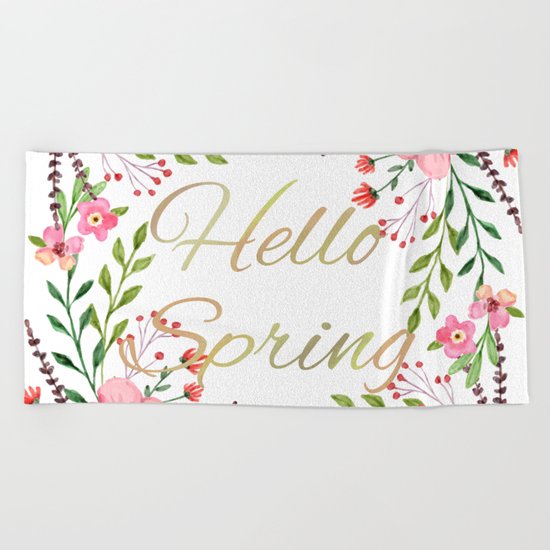 HELLO SPRING Beach Towel