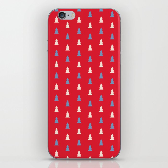 Christmas Pattern Red White Blue Tree iPhone Skin