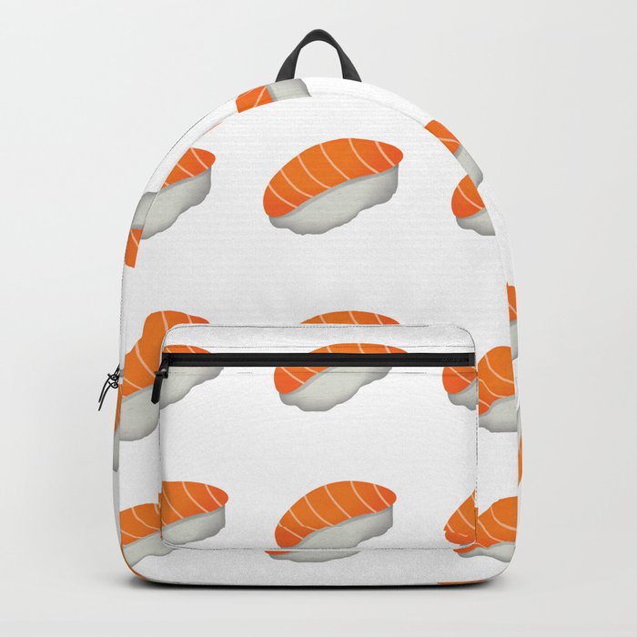 Salmon Sushi Roll on White Background Backpack by MelanieFH Society6
