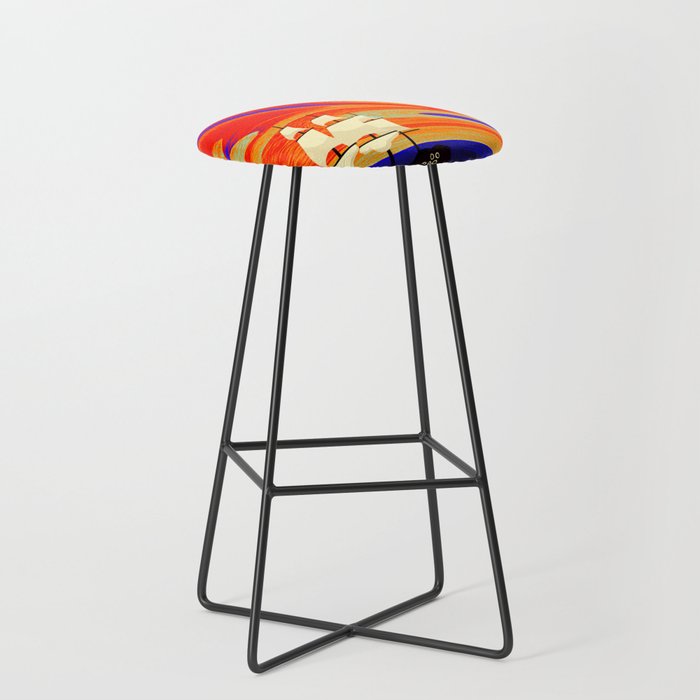 Sky Colorful swirl abstract orange and blue  Bar Stool