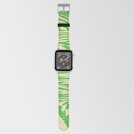 Psychedelic Warped Marble Wavy Checkerboard in Green and Cream Apple Watch Band