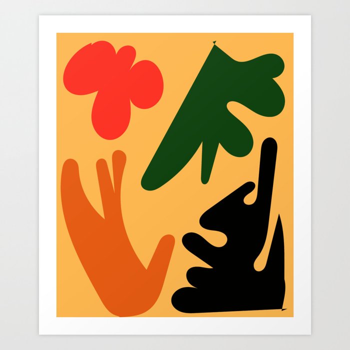 2  Matisse Cut Outs Inspired 220602 Abstract Shapes Organic Valourine Original Art Print