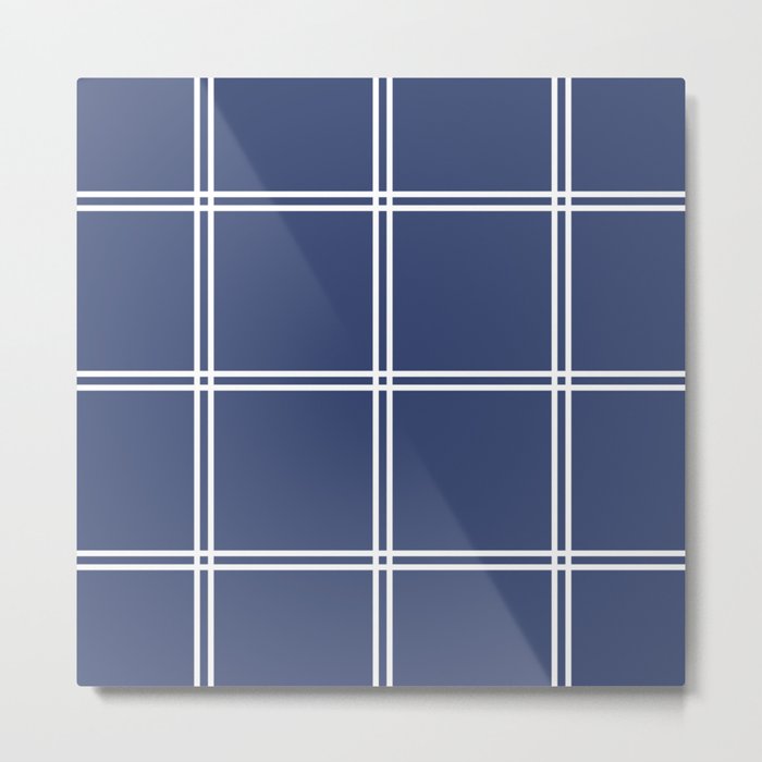 Blue and white checkered pattern Metal Print