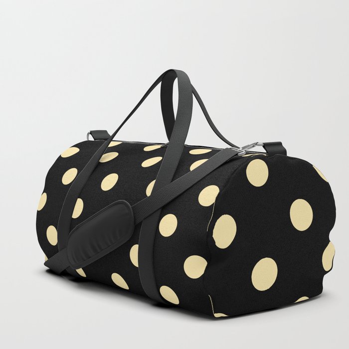 Classic Dotted Retro Polka Dots in Black and Beige Color Duffle Bag