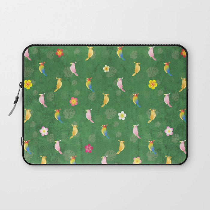 Tiki Birds - Green Pattern Laptop Sleeve