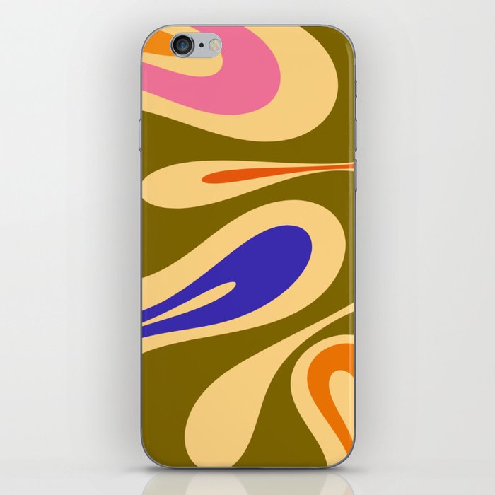 Mellow Flow Retro 60s 70s Abstract Pattern Yellow Olive Blue Orange Pink iPhone Skin