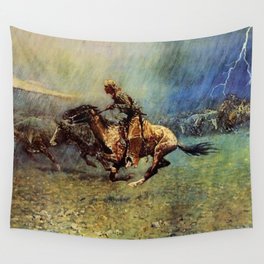 Frederick Remington Western Art “The Stampede” Wall Tapestry