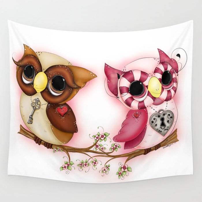 So In Love Hooties - Owl iPhone Case Wall Tapestry