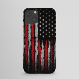 Red & white Grunge American flag iPhone Case