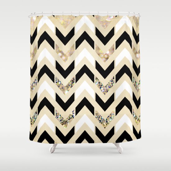 Black White Amp Gold Glitter Herringbone Chevron On Nude