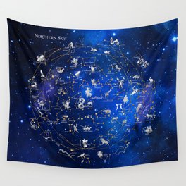 Northern Sky Constellations Map Wall Tapestry