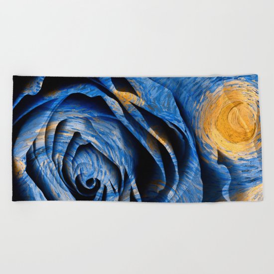 Starry Night Rose Beach Towel