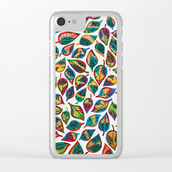 Multicolor Leaf Pattern 2 Clear iPhone Case