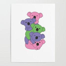Trigender Flag Pride Lgbtq Cute Koala Pile Poster