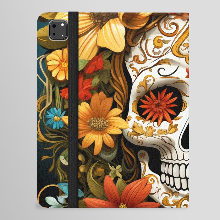 Sugar skull with flowers #7 iPad Folio Case