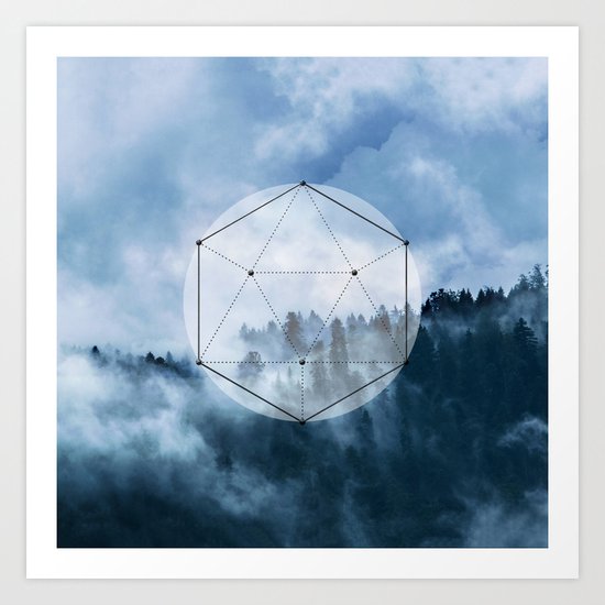 Wander into the wild blue mountains Art Print