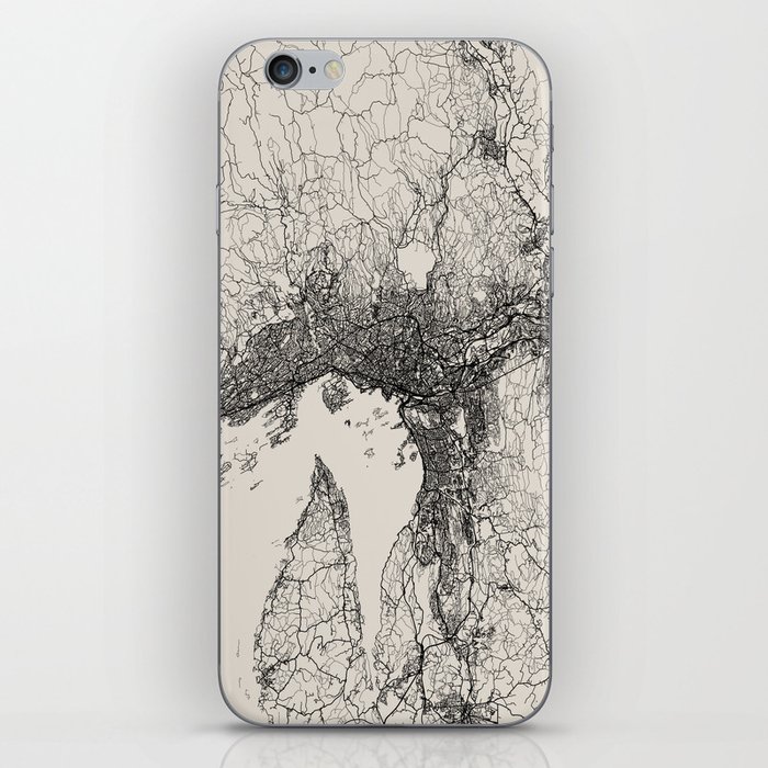 Oslo, Norway - City Map. Black and White Aesthetic iPhone Skin