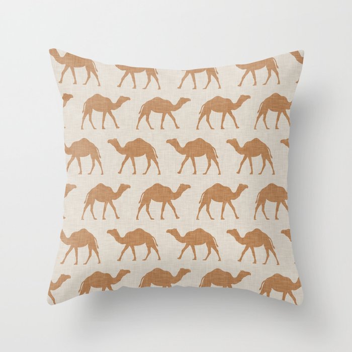 camels - caramel on beige Throw Pillow
