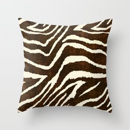 ANIMAL PRINT ZEBRA IN WINTER 2 BROWN AND BEIGE Throw Pillow
