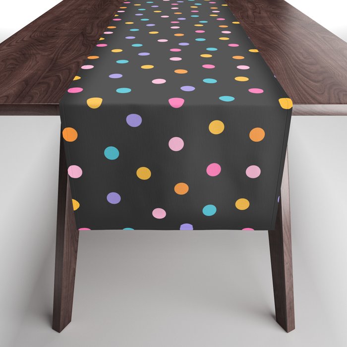 Birthday Confetti on Black Table Runner