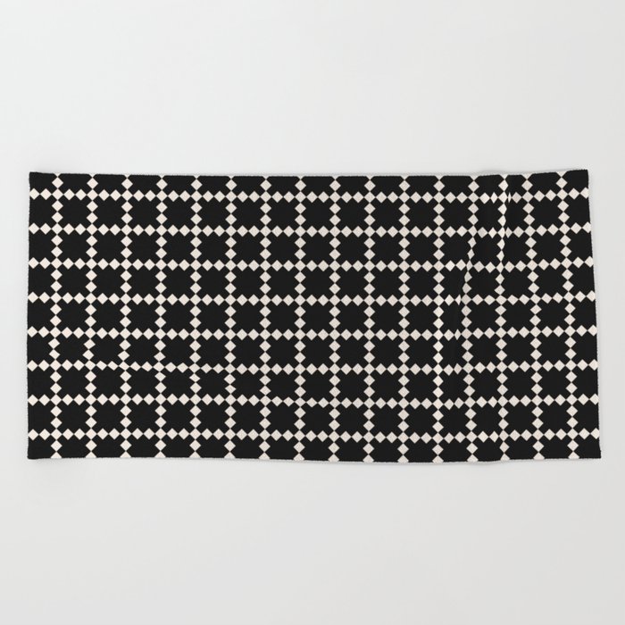 Geometric retro black pattern Beach Towel