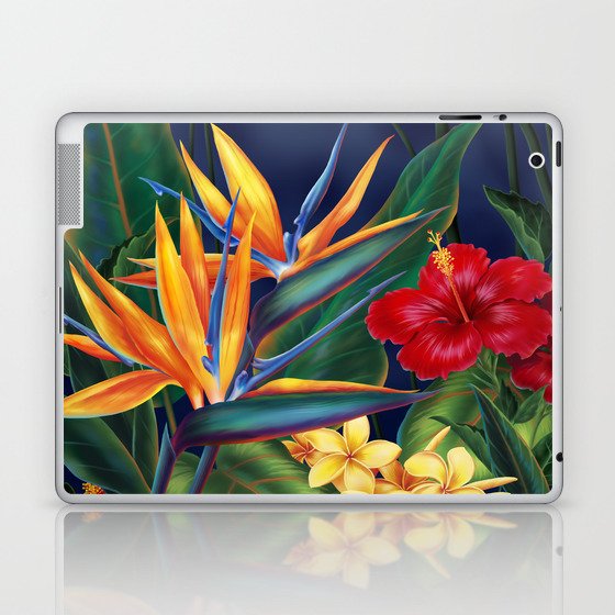 Tropical Paradise Hawaiian Floral Illustration Laptop & iPad Skin