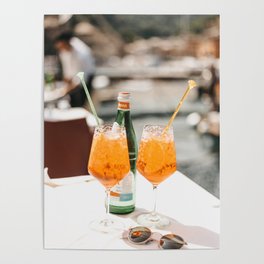 Italian Aperol Spritz for two | Spritzen in the Italian Riviera, cocktail photography travel print Poster