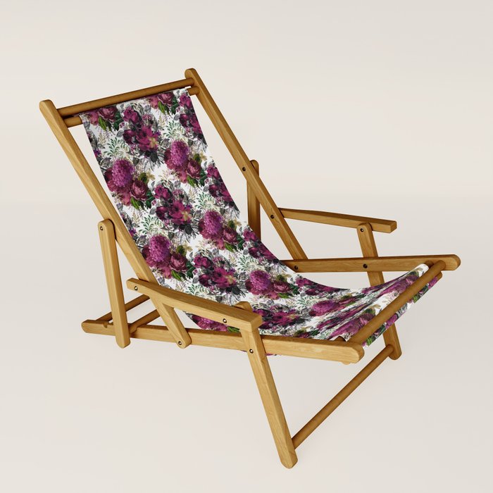 Burgundy Floral Bouquet Pattern Sling Chair