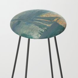 Sail Boats in Fog on a River by Claude Monet Counter Stool
