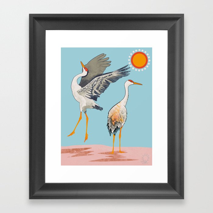 Beautiful White Sandhill Cranes Framed Art Print