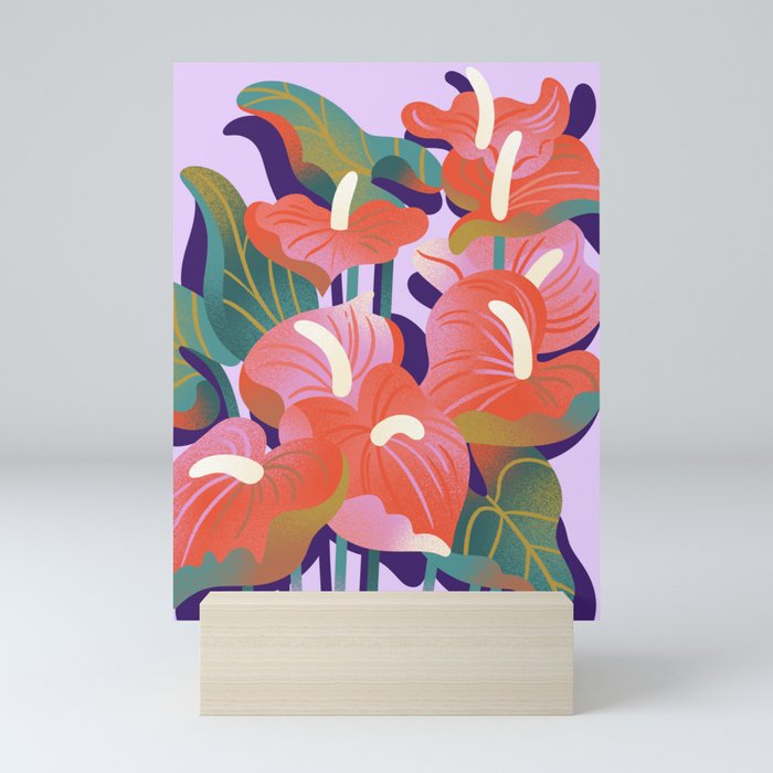 Anthurium on Lavender Background Mini Art Print