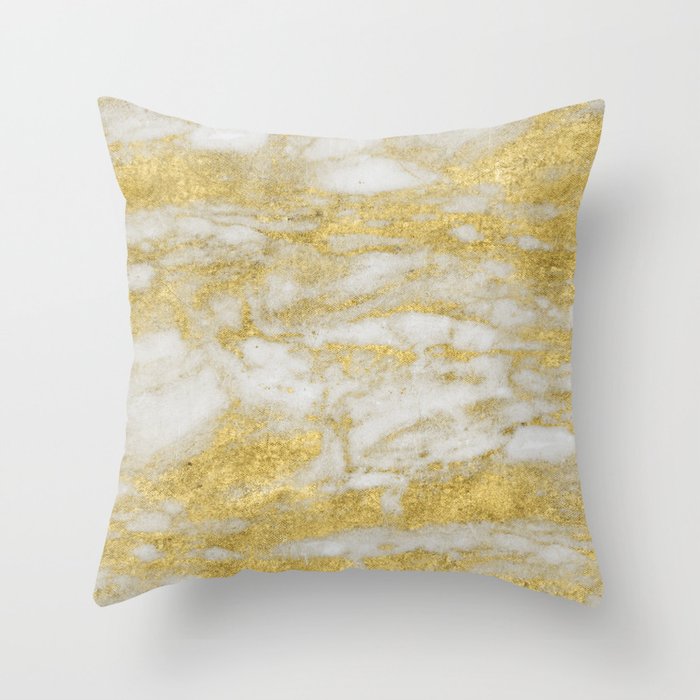 Bassiano golden marble Throw Pillow
