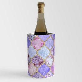Royal Purple, Mauve & Indigo Decorative Moroccan Tile Pattern Wine Chiller